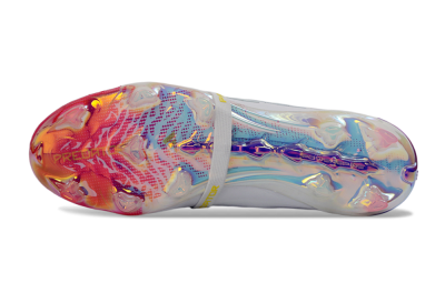 Unisex Adidas Predator 26 Elite Fold-Over Tongue FG Firm Ground Low-Tops Football Boots - White/Iridescent Fusion/Neon Bright