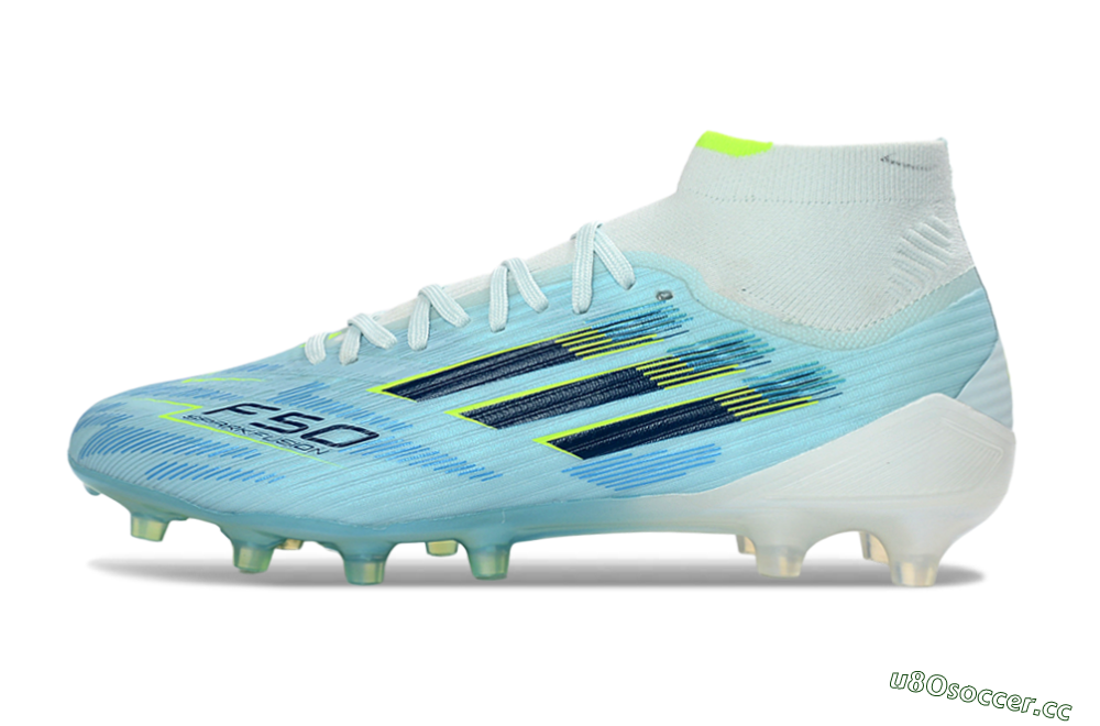 Men's Adidas F50 Elite Mid FG Firm Ground High-Tops Football Boots - LightBlue/ElectricYellow/DeepNavy 0