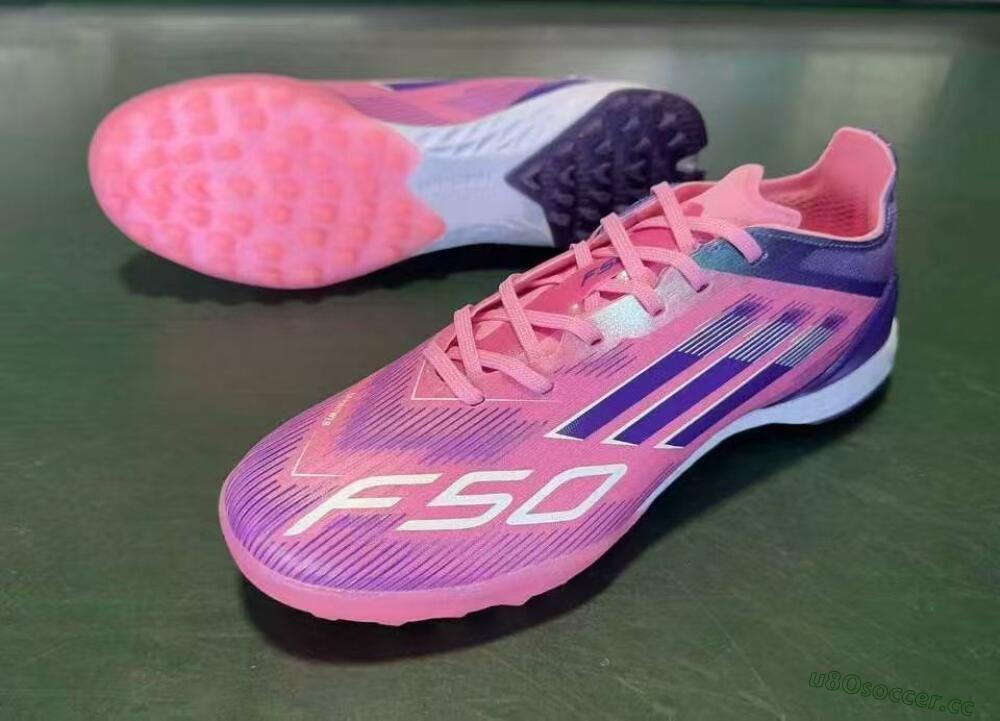 Men's Adidas F50 Elite TF Artificial Turf Low-Tops Football Shoes - Pink/Lavender Glow/Soft Pink