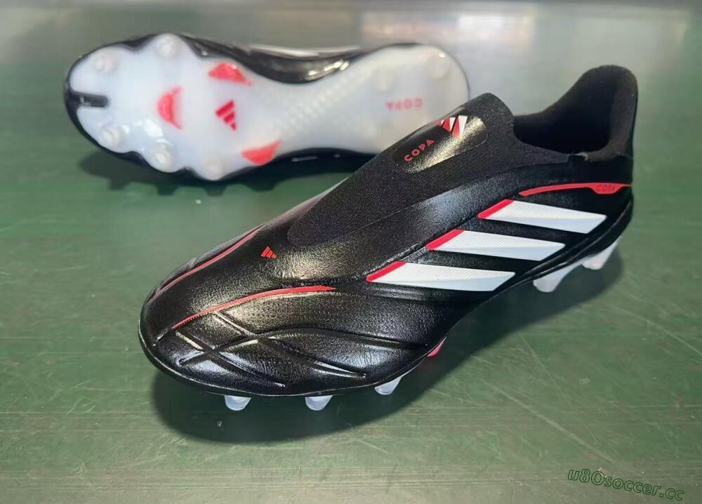 Men's Adidas Copa Pure 4 Elite FG Firm Ground Low-Tops Football Boots - Black/White/Red
