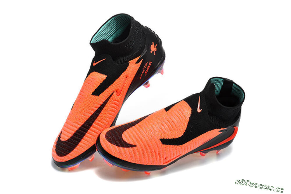 Unisex Nike Phantom 6 Elite High FG Firm Ground High-Tops Football Boots - Orange/Neon Blaze/Rainbow Fade 3