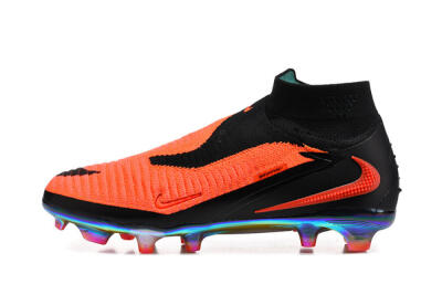 Unisex Nike Phantom 6 Elite High FG Firm Ground High-Tops Football Boots - Orange/Neon Blaze/Rainbow Fade