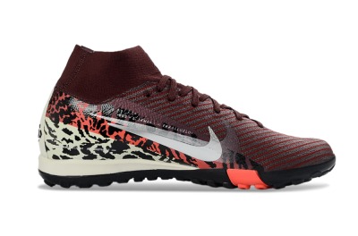 Unisex Nike Air Zoom Mercurial Superfly 10 Elite TF Artificial Turf High-Tops Football Shoes - Maroon/Coral Blaze/Deep Black