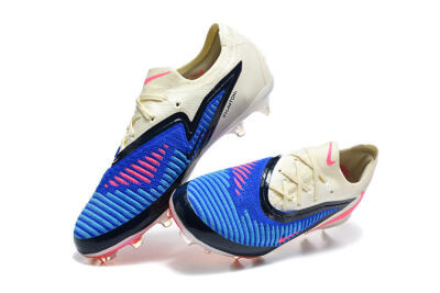 Unisex Nike Phantom 6 Elite Low FG Firm Ground Low-Tops Football Boots - Blue/Electric Blue/Cream Beige