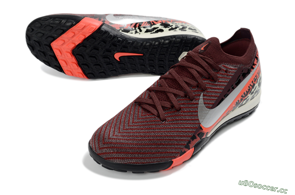 Unisex Nike Air Zoom Mercurial Vapor 16 Elite TF Artificial Turf Low-Tops Football Shoes - Maroon/Bright Coral/Black 3