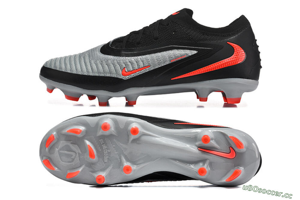 Unisex Nike Phantom 6 Elite Low FG Firm Ground Low-Tops Football Boots - Gray/Electric Orange/Black 1