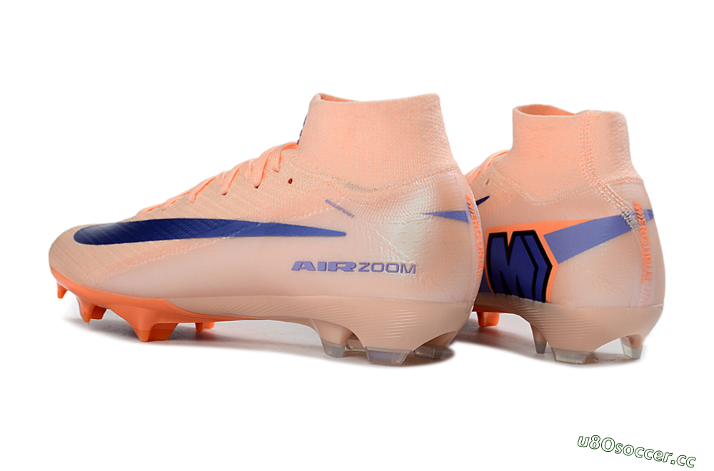 Unisex Nike Air Zoom Mercurial Superfly 10 Elite FG Firm Ground High-Tops Football Boots - Peach/Coral Blue/Soft Orange 4