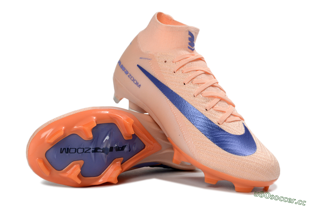 Unisex Nike Air Zoom Mercurial Superfly 10 Elite FG Firm Ground High-Tops Football Boots - Peach/Coral Blue/Soft Orange 1