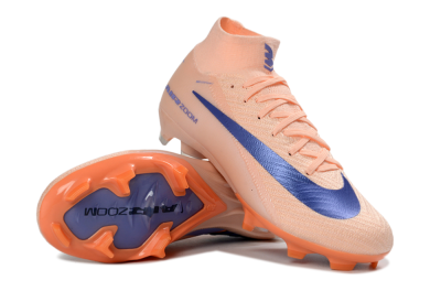 Unisex Nike Air Zoom Mercurial Superfly 10 Elite FG Firm Ground High-Tops Football Boots - Peach/Coral Blue/Soft Orange