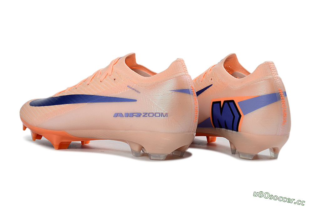 Unisex Nike Air Zoom Mercurial Vapor 16 Elite FG Firm Ground Low-Tops Football Boots - Peach/Coral Bliss/Navy Blue 4