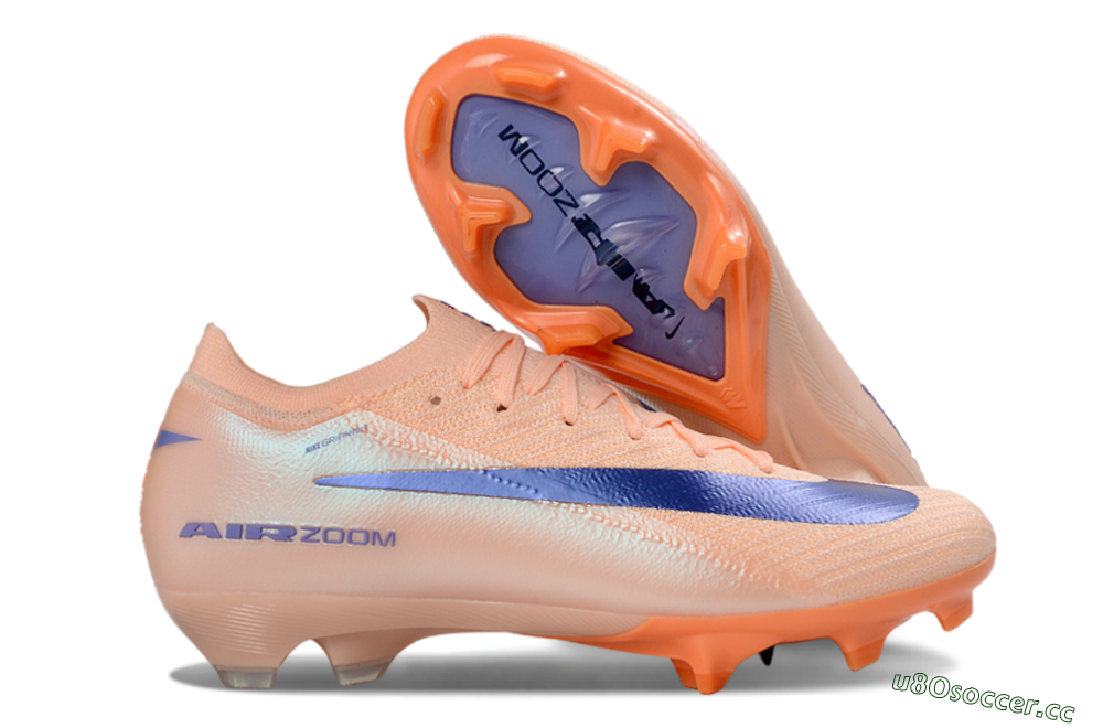 Unisex Nike Air Zoom Mercurial Vapor 16 Elite FG Firm Ground Low-Tops Football Boots - Peach/Coral Bliss/Navy Blue 2