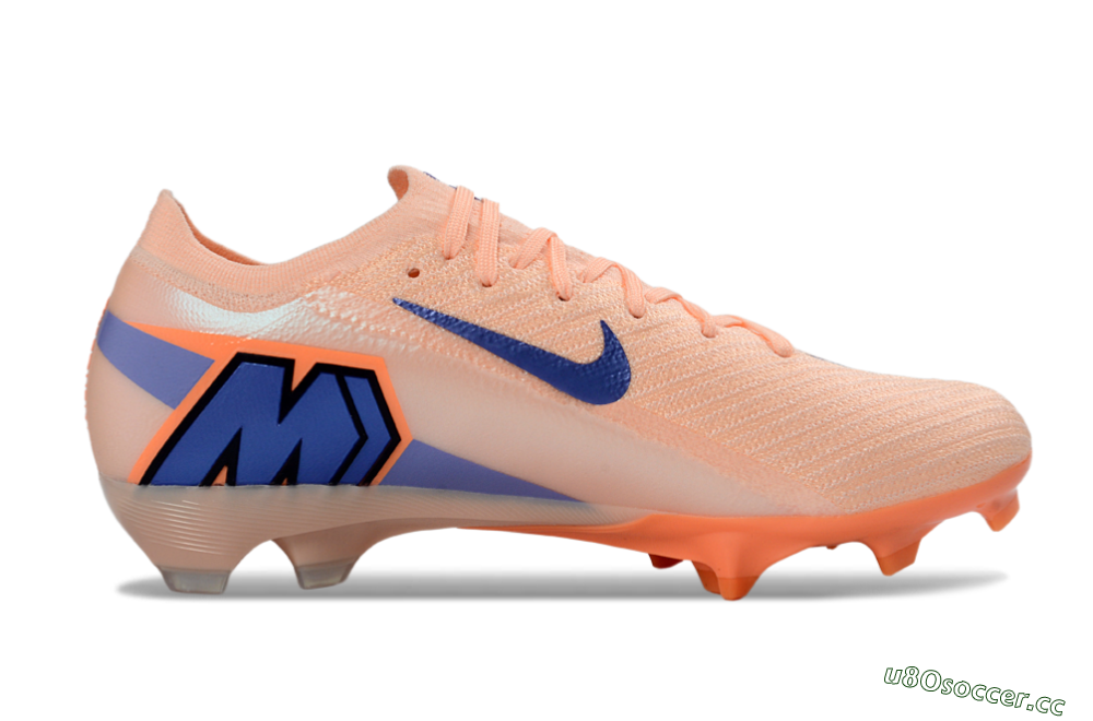 Unisex Nike Air Zoom Mercurial Vapor 16 Elite FG Firm Ground Low-Tops Football Boots - Peach/Coral Bliss/Navy Blue 5