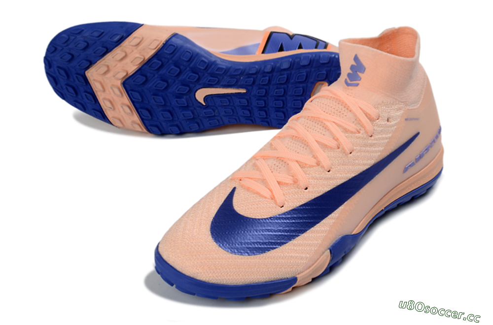 Unisex Nike Air Zoom Mercurial Superfly 10 Elite TF Artificial Turf High-Tops Football Shoes - Peach/Cobalt Blue/Soft Coral 3