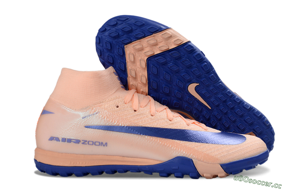 Unisex Nike Air Zoom Mercurial Superfly 10 Elite TF Artificial Turf High-Tops Football Shoes - Peach/Cobalt Blue/Soft Coral 2