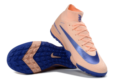 Unisex Nike Air Zoom Mercurial Superfly 10 Elite TF Artificial Turf High-Tops Football Shoes - Peach/Cobalt Blue/Soft Coral