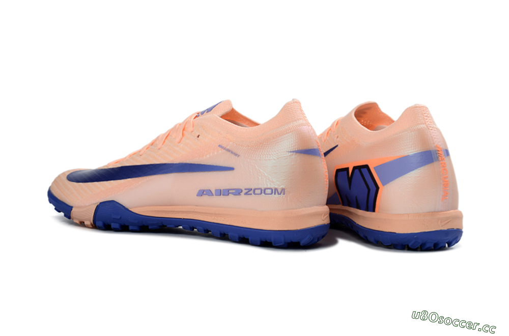 Unisex Nike Air Zoom Mercurial Vapor 16 Elite TF Artificial Turf Low-Tops Football Shoes - Peach/Electric Blue/Soft Coral 4