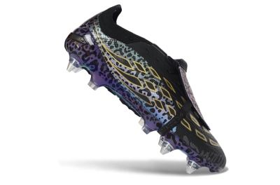 Men's Adidas Predator 26 Elite Fold-Over Tongue SG Soft Ground Low-Tops Football Boots - Black/Electric Blue/Gold
