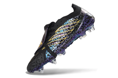 Men's Adidas Predator 26 Elite Fold-Over Tongue SG Soft Ground Low-Tops Football Boots - Black/Electric Blue/Gold