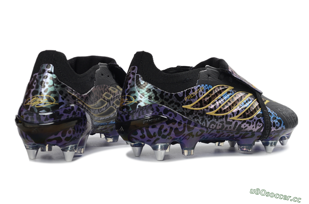 Men's Adidas Predator 26 Elite Fold-Over Tongue SG Soft Ground Low-Tops Football Boots - Black/Electric Blue/Gold 6