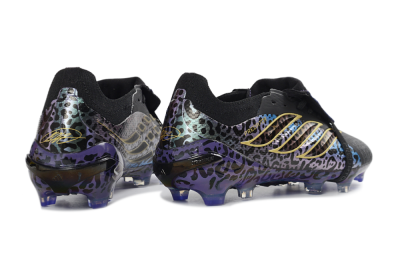 Unisex Adidas Predator 26 Elite Fold-Over Tongue FG Firm Ground Low-Tops Football Boots - Black/Electric Blue/Deep Purple