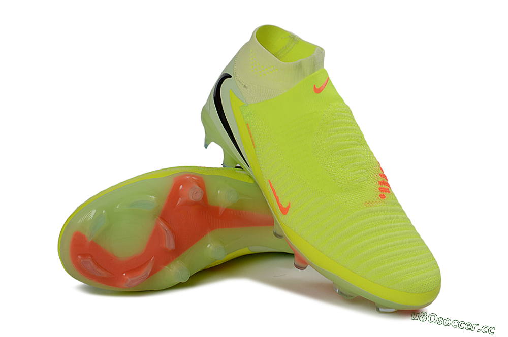 Unisex Nike Phantom 6 Elite High FG Firm Ground High-Tops Football Boots - Yellow/Electric Lime/Coral Red 3