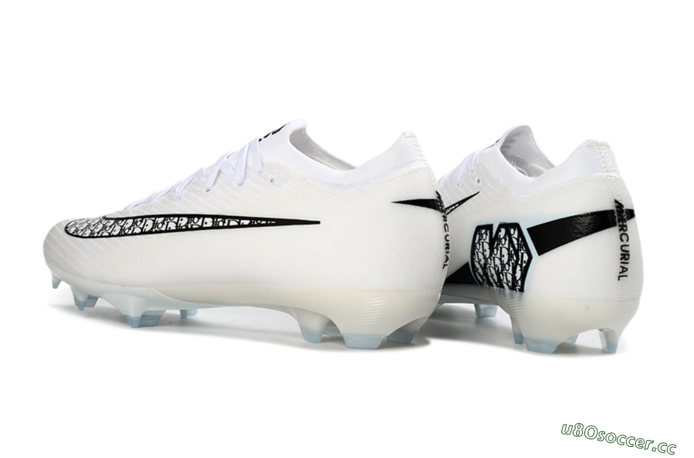 Unisex Nike Air Zoom Mercurial Vapor 16 Elite FG Firm Ground Low-Tops Football Boots - White/Classic Black/Crystal Blue 4