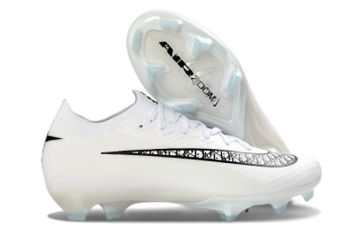 Unisex Nike Air Zoom Mercurial Vapor 16 Elite FG Firm Ground Low-Tops Football Boots - White/Classic Black/Crystal Blue