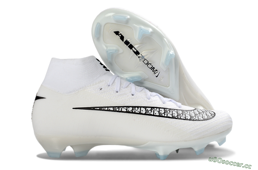 Unisex Nike Air Zoom Mercurial Superfly 10 Elite FG Firm Ground High-Tops Football Boots - White/Black/Blue 2