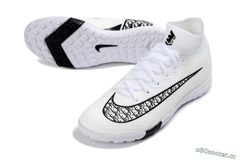 Unisex Nike Air Zoom Mercurial Superfly 10 Elite TF Artificial Turf High-Tops Football Shoes - White/Midnight Black/Soft Grey 3