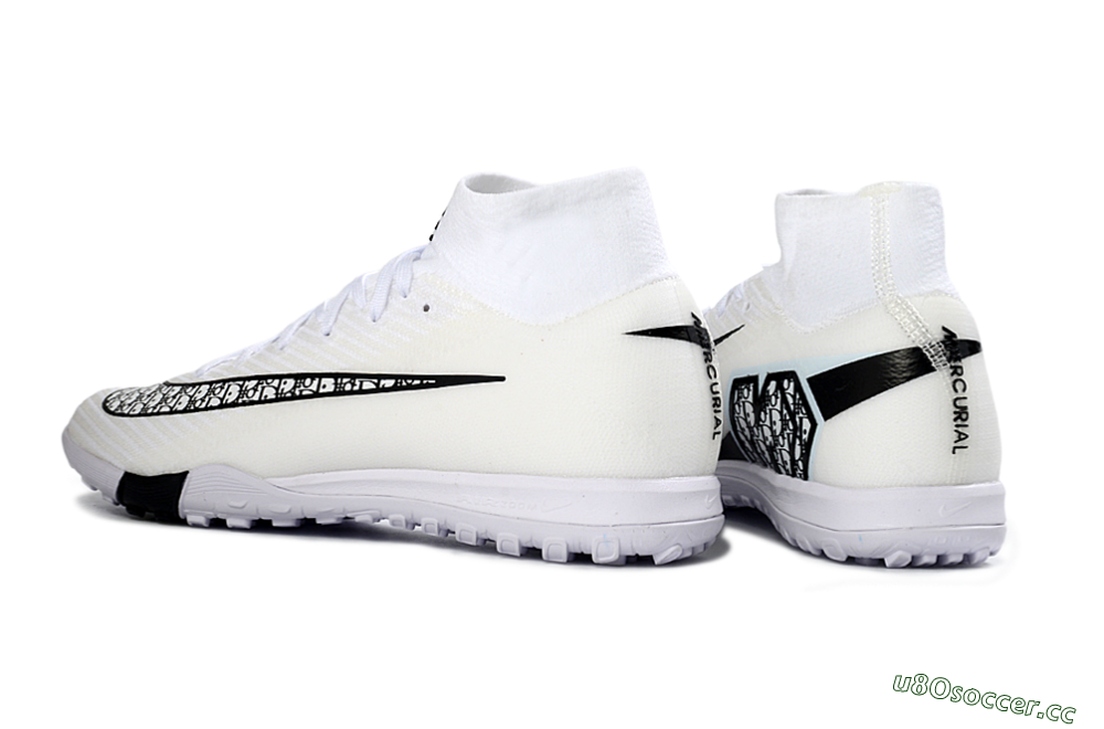 Unisex Nike Air Zoom Mercurial Superfly 10 Elite TF Artificial Turf High-Tops Football Shoes - White/Midnight Black/Soft Grey 4