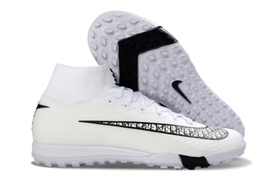 Unisex Nike Air Zoom Mercurial Superfly 10 Elite TF Artificial Turf High-Tops Football Shoes - White/Midnight Black/Soft Grey