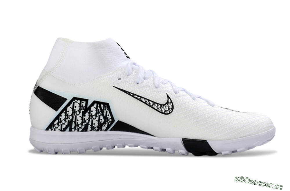 Unisex Nike Air Zoom Mercurial Superfly 10 Elite TF Artificial Turf High-Tops Football Shoes - White/Midnight Black/Soft Grey 5