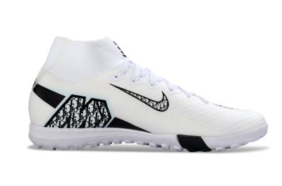 Unisex Nike Air Zoom Mercurial Superfly 10 Elite TF Artificial Turf High-Tops Football Shoes - White/Midnight Black/Soft Grey