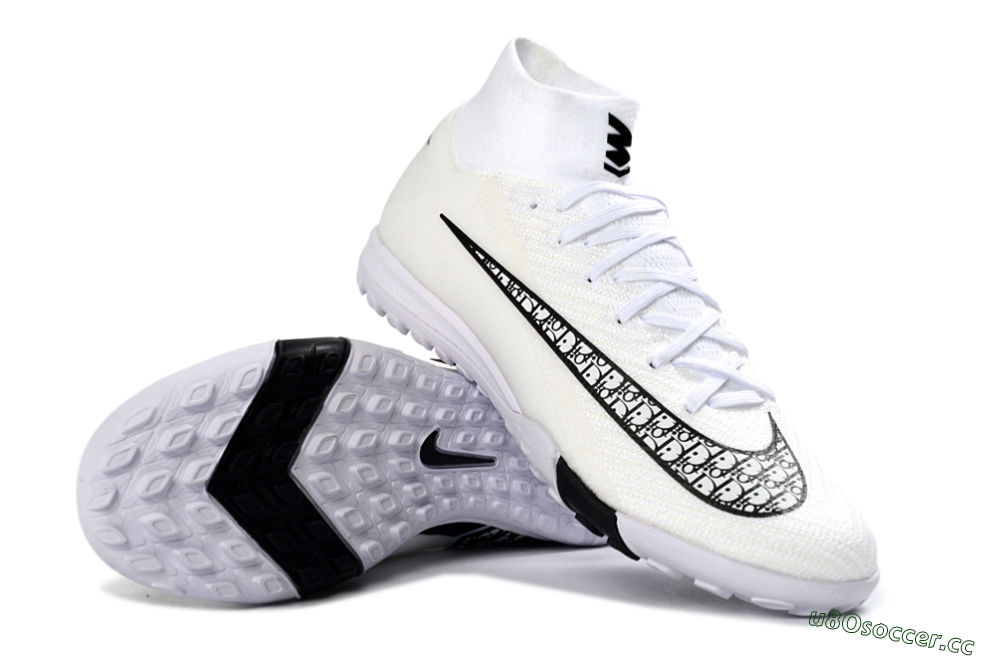 Unisex Nike Air Zoom Mercurial Superfly 10 Elite TF Artificial Turf High-Tops Football Shoes - White/Midnight Black/Soft Grey 1