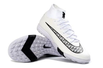 Unisex Nike Air Zoom Mercurial Superfly 10 Elite TF Artificial Turf High-Tops Football Shoes - White/Midnight Black/Soft Grey