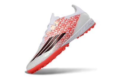 Unisex Adidas F50 Pro TF Artificial Turf Low-Tops Football Shoes - White/Flamingo Pink/Neon Black