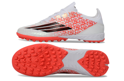 Unisex Adidas F50 Pro TF Artificial Turf Low-Tops Football Shoes - White/Flamingo Pink/Neon Black