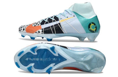 Unisex Nike Air Zoom Mercurial Superfly 10 Elite FG Firm Ground High-Tops Football Boots - Blue/Red/Black