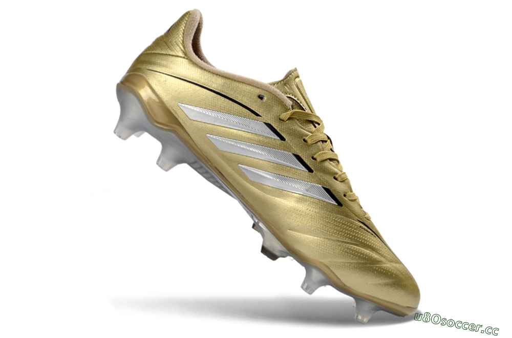 Men's Adidas Copa Pure 3 Elite FG Firm Ground Low-Tops Football Boots - Gold/Metallic Silver/White 4