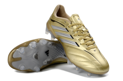 Men's Adidas Copa Pure 3 Elite FG Firm Ground Low-Tops Football Boots - Gold/Metallic Silver/White