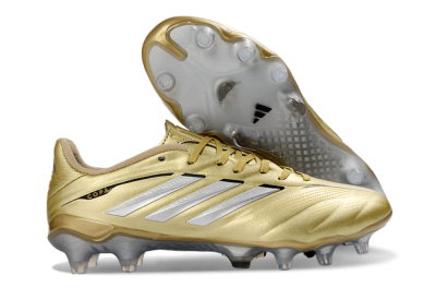 Men's Adidas Copa Pure 3 Elite FG Firm Ground Low-Tops Football Boots - Gold/Metallic Silver/White