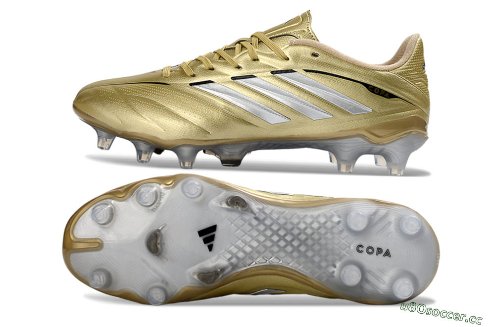 Men's Adidas Copa Pure 3 Elite FG Firm Ground Low-Tops Football Boots - Gold/Metallic Silver/White 1