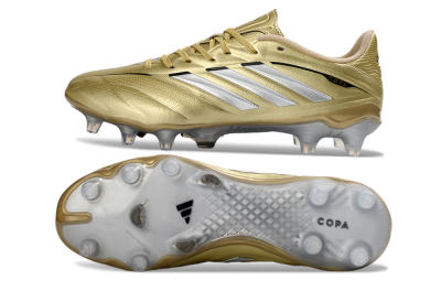 Men's Adidas Copa Pure 3 Elite FG Firm Ground Low-Tops Football Boots - Gold/Metallic Silver/White
