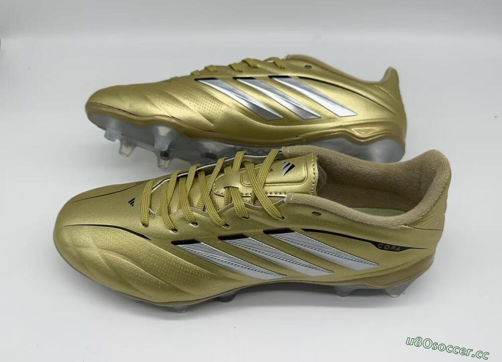 Men's Adidas Copa Pure 3 Elite FG Firm Ground Low-Tops Football Boots - Gold/Metallic Silver/White