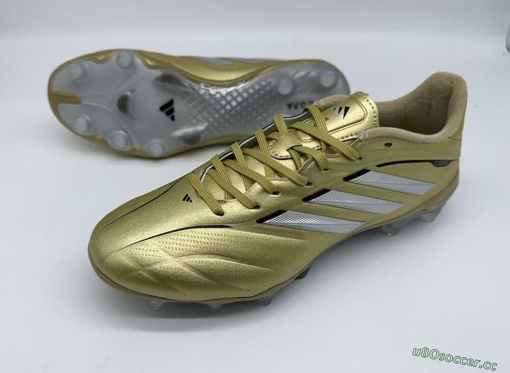 Men's Adidas Copa Pure 3 Elite FG Firm Ground Low-Tops Football Boots - Gold/Metallic Silver/White