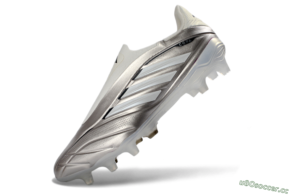 Men's Adidas Copa Pure 3 Elite FG Firm Ground Low-Tops Football Boots - Silver/Metallic Gray/White 5