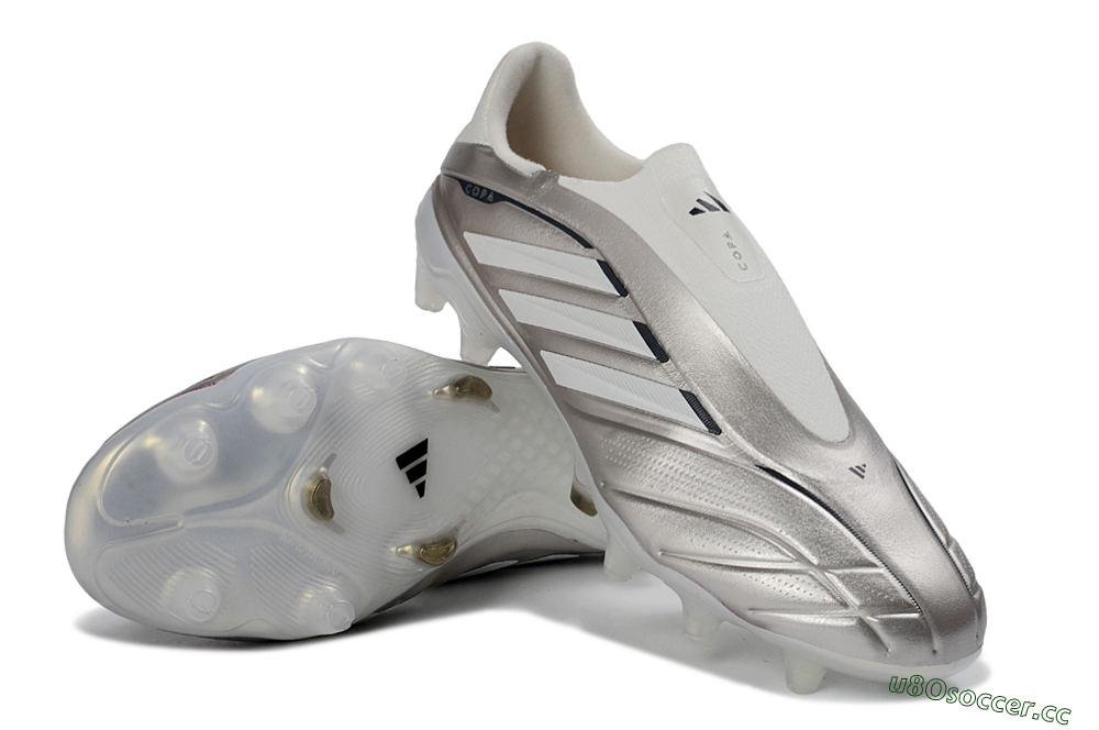 Men's Adidas Copa Pure 3 Elite FG Firm Ground Low-Tops Football Boots - Silver/Metallic Gray/White 3