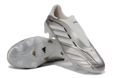 Men's Adidas Copa Pure 3 Elite FG Firm Ground Low-Tops Football Boots - Silver/Metallic Gray/White