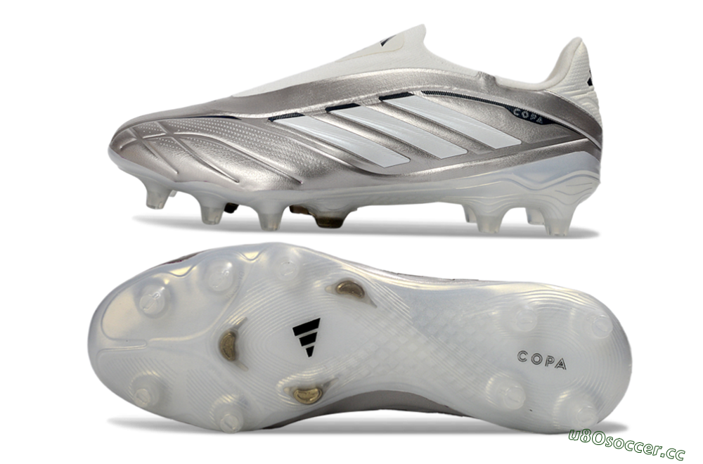 Men's Adidas Copa Pure 3 Elite FG Firm Ground Low-Tops Football Boots - Silver/Metallic Gray/White 1