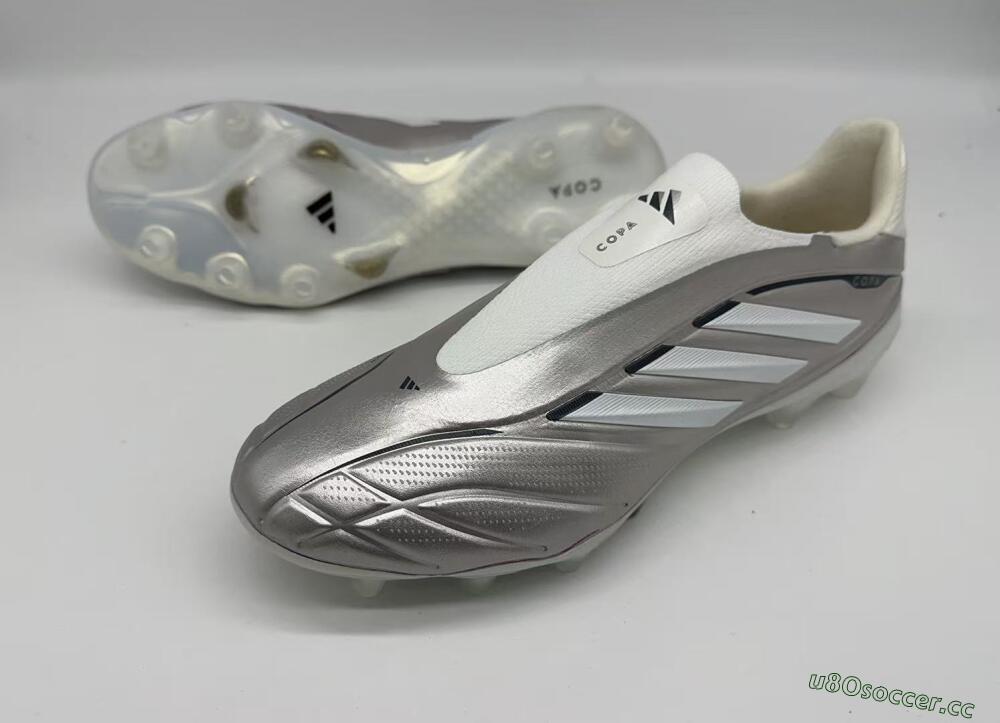 Men's Adidas Copa Pure 3 Elite FG Firm Ground Low-Tops Football Boots - Silver/Metallic Gray/White